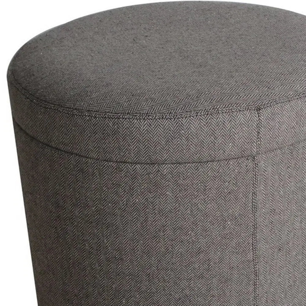1" Gray Faux Leather Round Storage - NOVA - HOME - FURNITURE