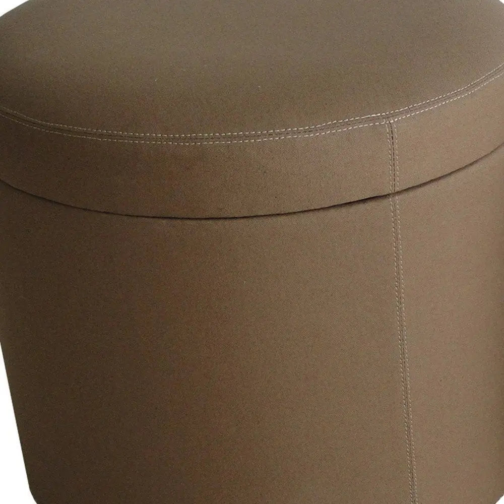 1" Tan Faux Leather Round Storage - NOVA - HOME - FURNITURE