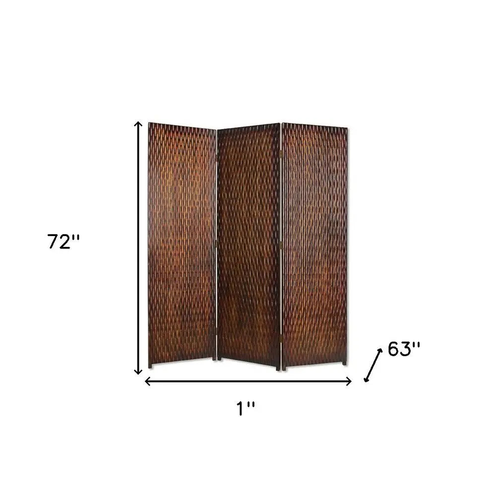 1" X 63" X 72" Brown Wood 3 Panel Screen - NOBLE HOME INTERIORS