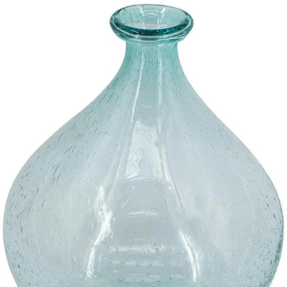 10" Aqua Bubble Glass Round Table Vase - NOBLE HOME INTERIORS