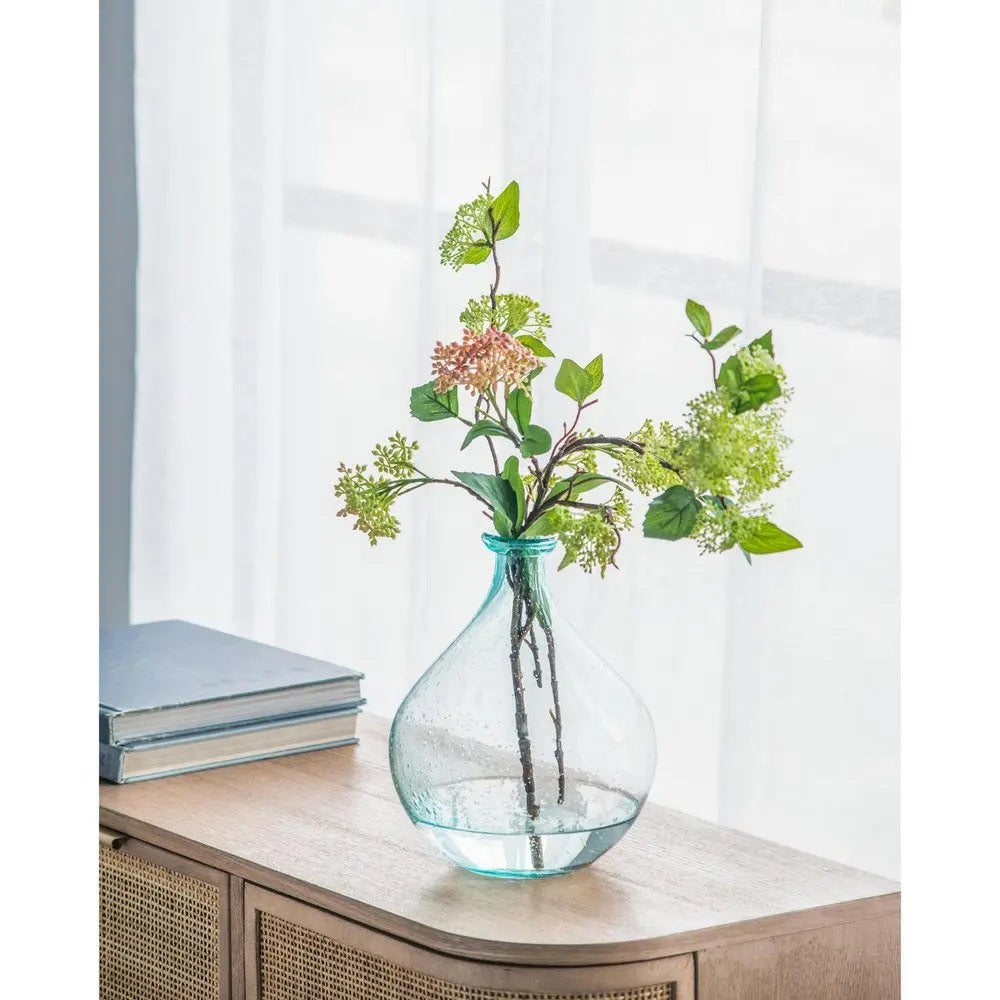 10" Aqua Bubble Glass Round Table Vase - NOBLE HOME INTERIORS