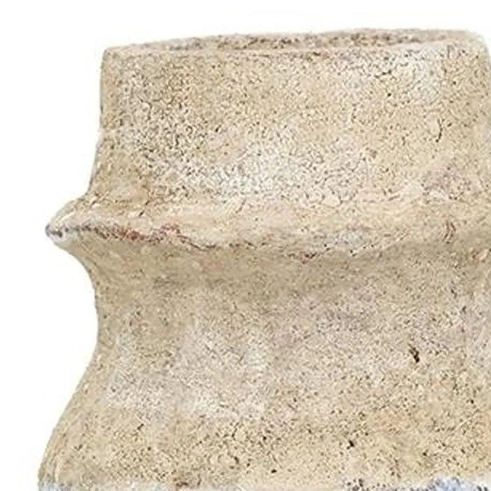 10" Beige And Ivory Cylinder Terracotta Table Vase - NOBLE HOME INTERIORS