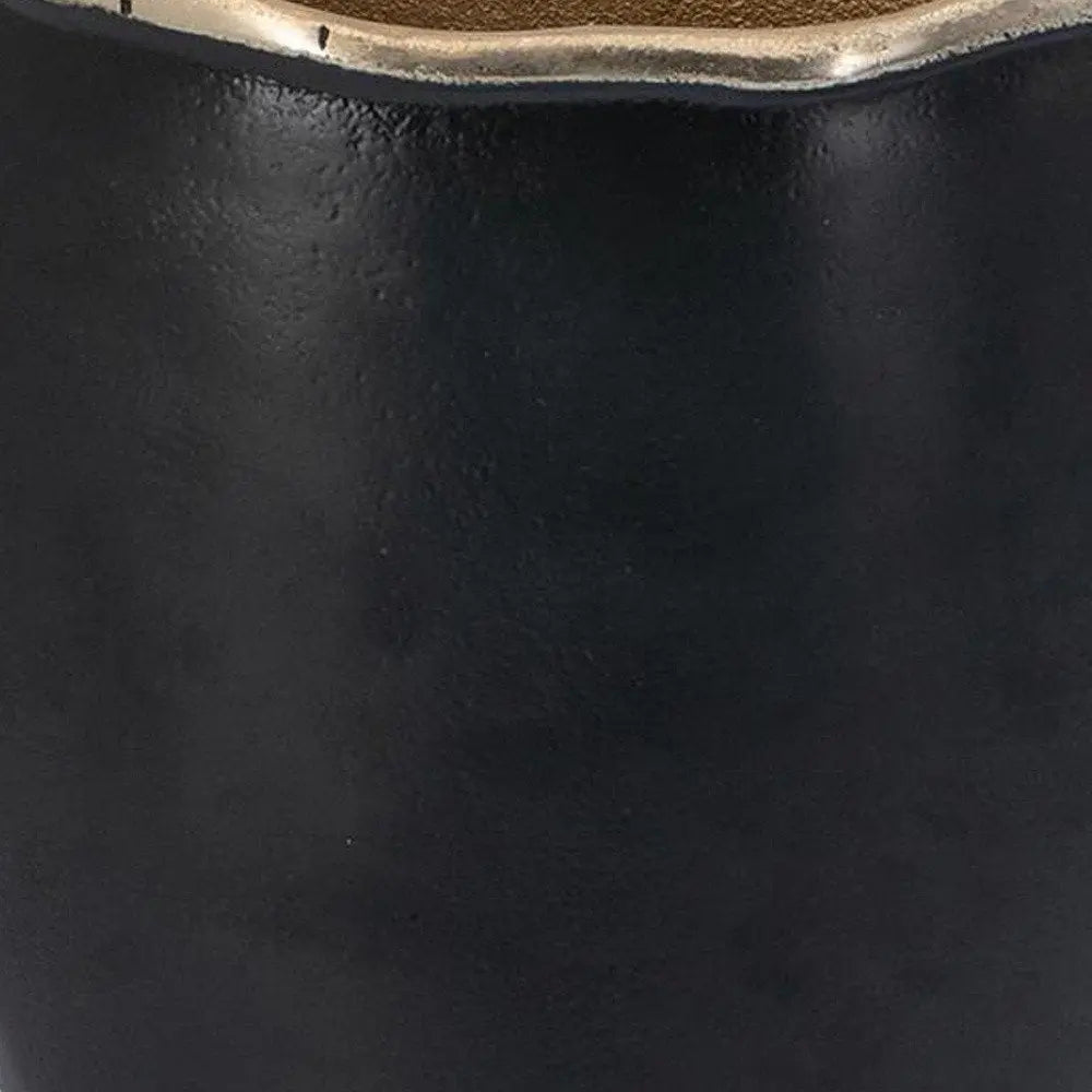 10" Black And Gold Cast Aluminum Oval Table Vase - NOBLE HOME INTERIORS