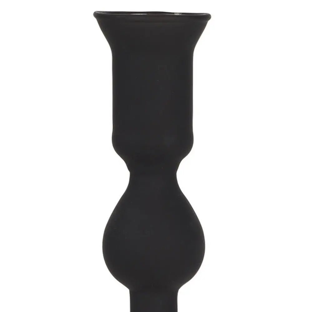 10" Black Glass Tabletop Taper Candlestick HomeRoots