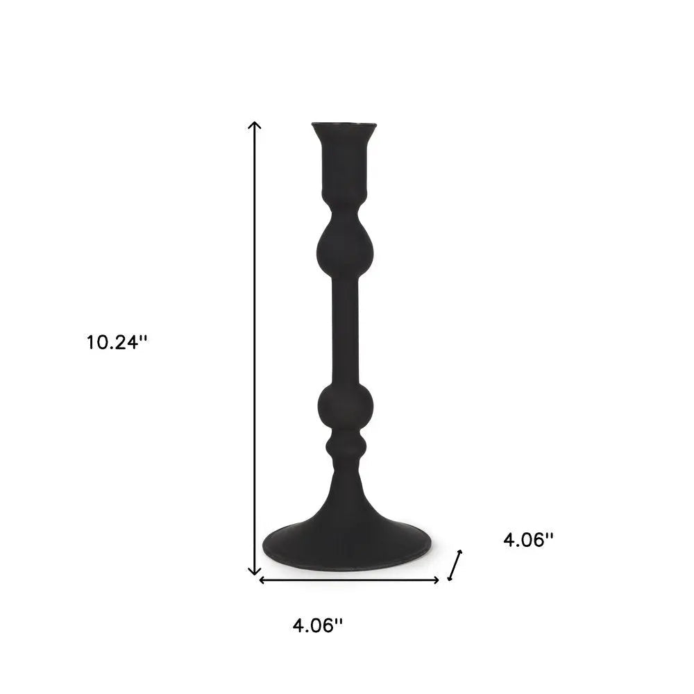 10" Black Glass Tabletop Taper Candlestick HomeRoots