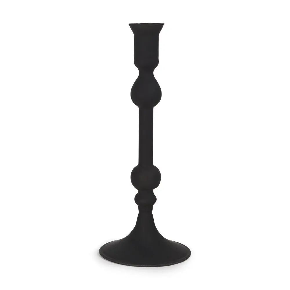 10" Black Glass Tabletop Taper Candlestick HomeRoots