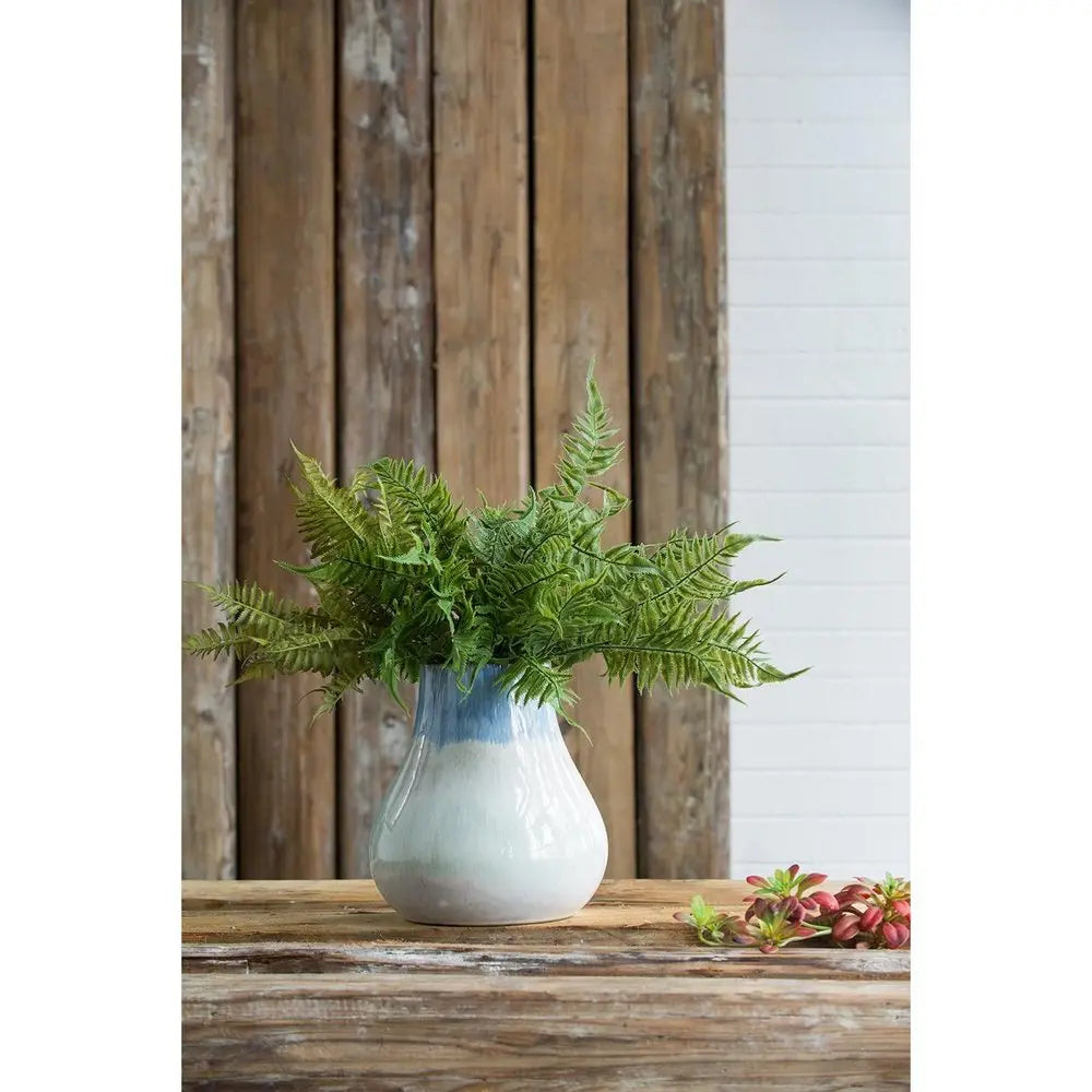 10" Blue Green Sand And Gray Ombre Round Ceramic Table Vase - NOBLE HOME INTERIORS