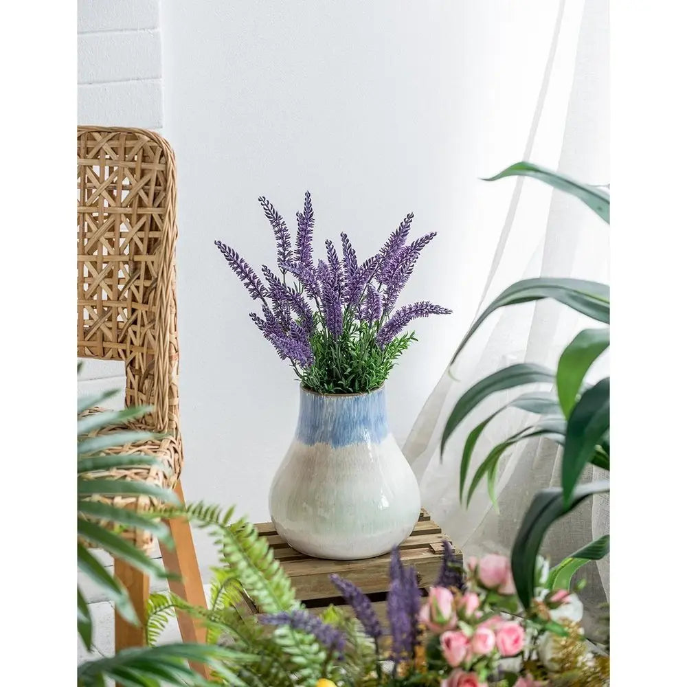 10" Blue Green Sand And Gray Ombre Round Ceramic Table Vase - NOBLE HOME INTERIORS