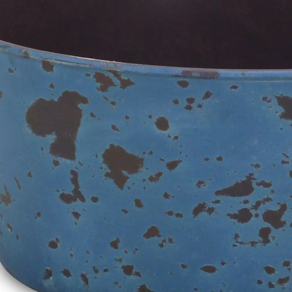 10" Blue Recycled Plastic Indoor Outdoor Round Pot Planter - NOBLE HOME INTERIORS