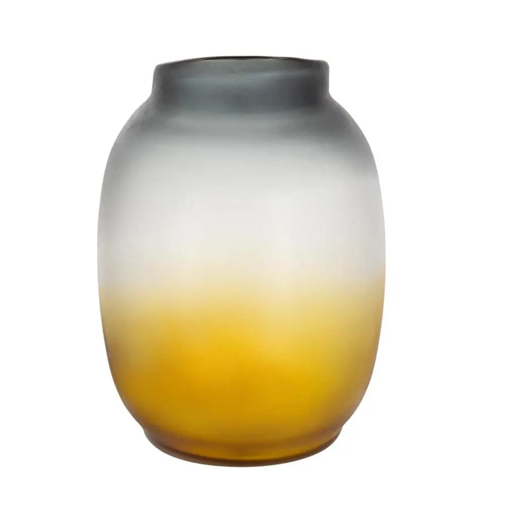 10" Charcoal And Orange Ombre Round Glass Table Vase - NOBLE HOME INTERIORS