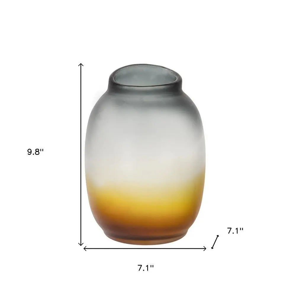 10" Charcoal And Orange Ombre Round Glass Table Vase - NOBLE HOME INTERIORS
