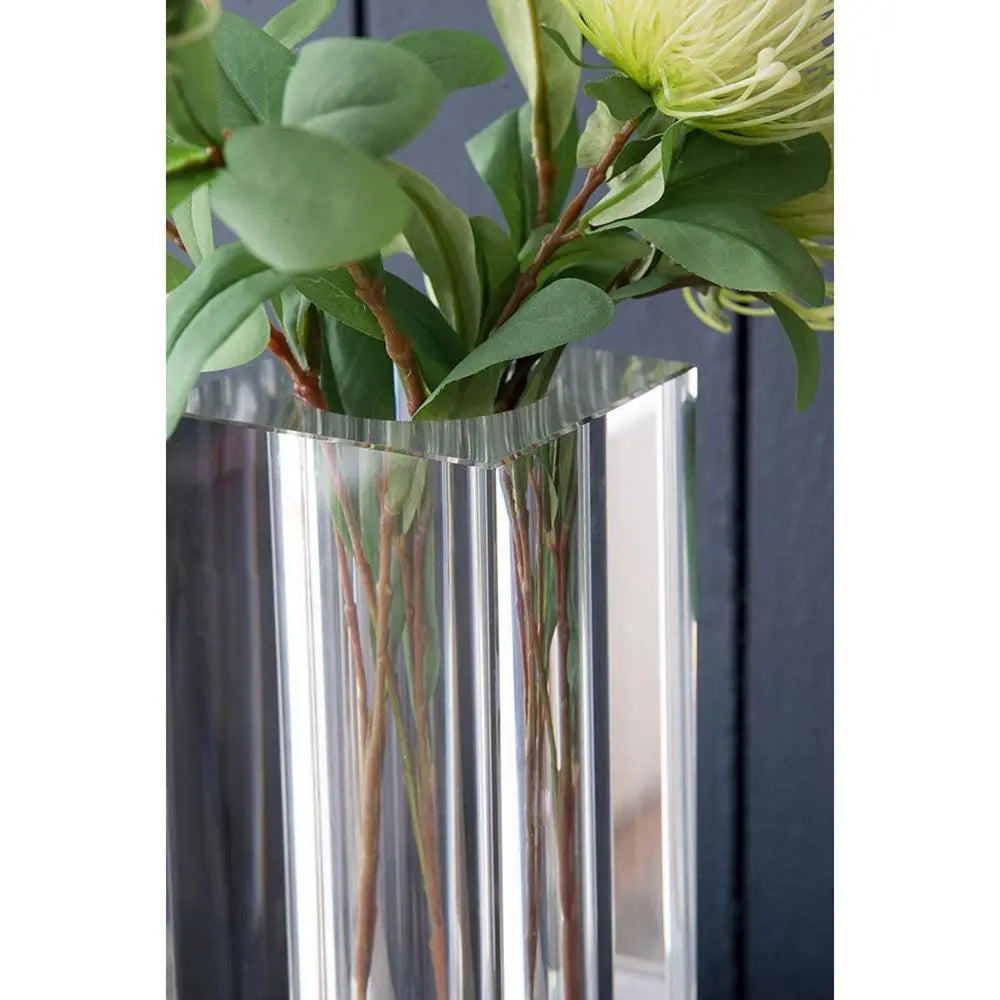 10" Clear Square Glass Table Vase - NOBLE HOME INTERIORS