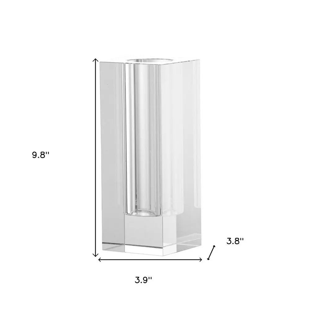 10" Clear Square Glass Table Vase - NOBLE HOME INTERIORS