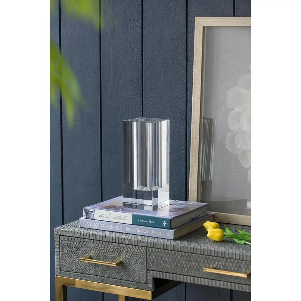 10" Clear Square Glass Table Vase - NOBLE HOME INTERIORS
