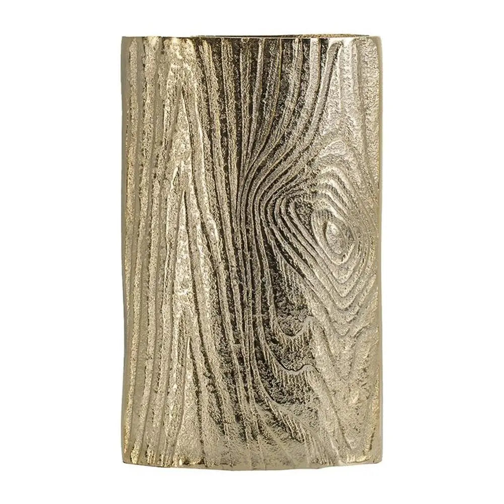 10" Gold Aluminum Oval Faux Wood Table Vase - NOBLE HOME INTERIORS