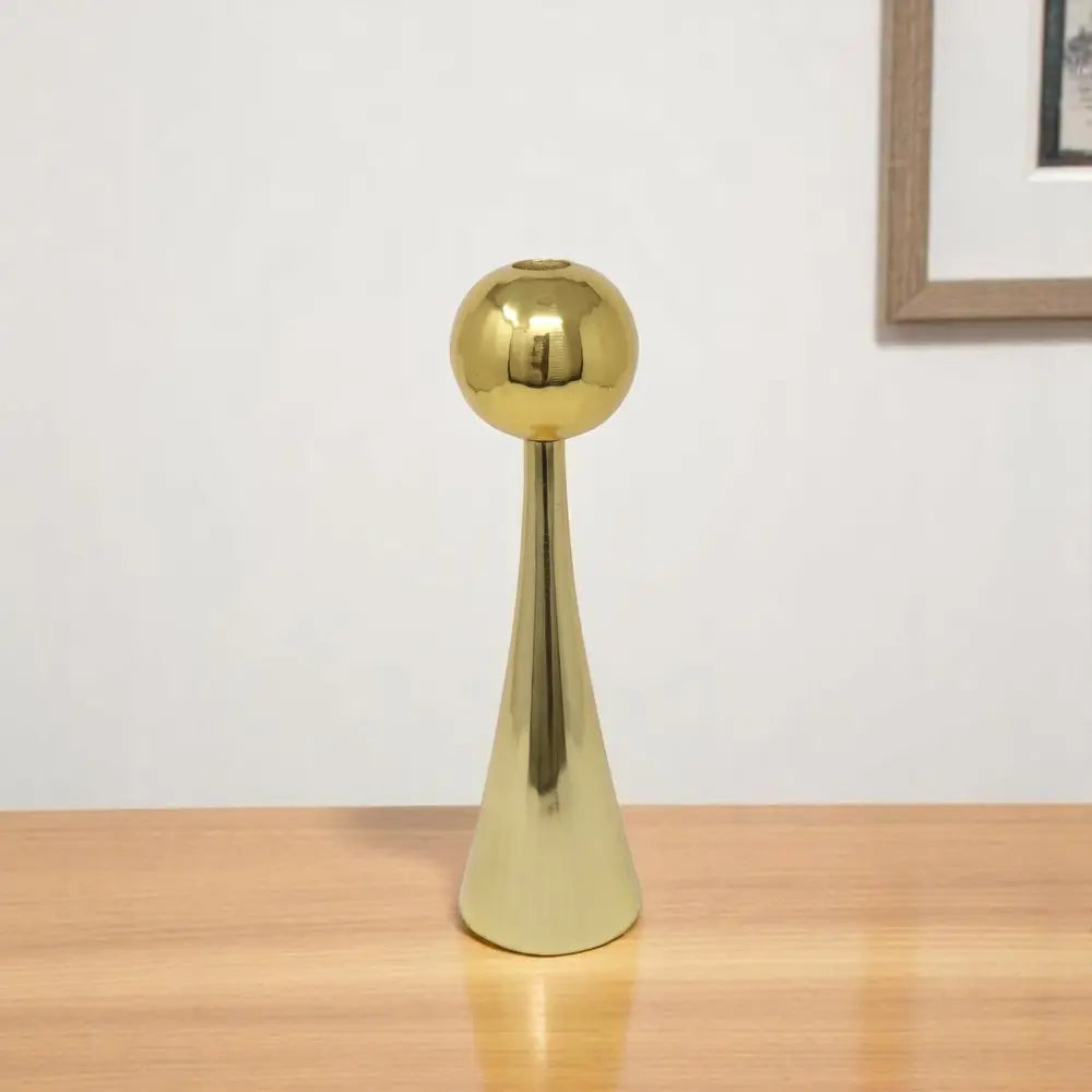 10" Gold Stainless Steel Tabletop Taper Candlestick - NOBLE HOME INTERIORS