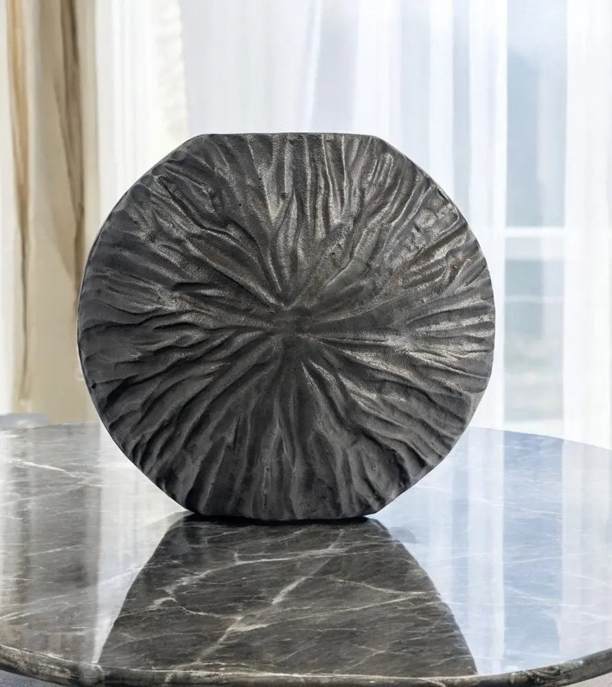 10" Gray Abstract Aluminum Table Vase - NOBLE HOME INTERIORS