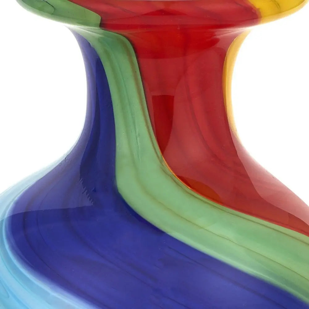 10" Rainbow Murano Glass Abstract Round Table Vase - NOBLE HOME INTERIORS