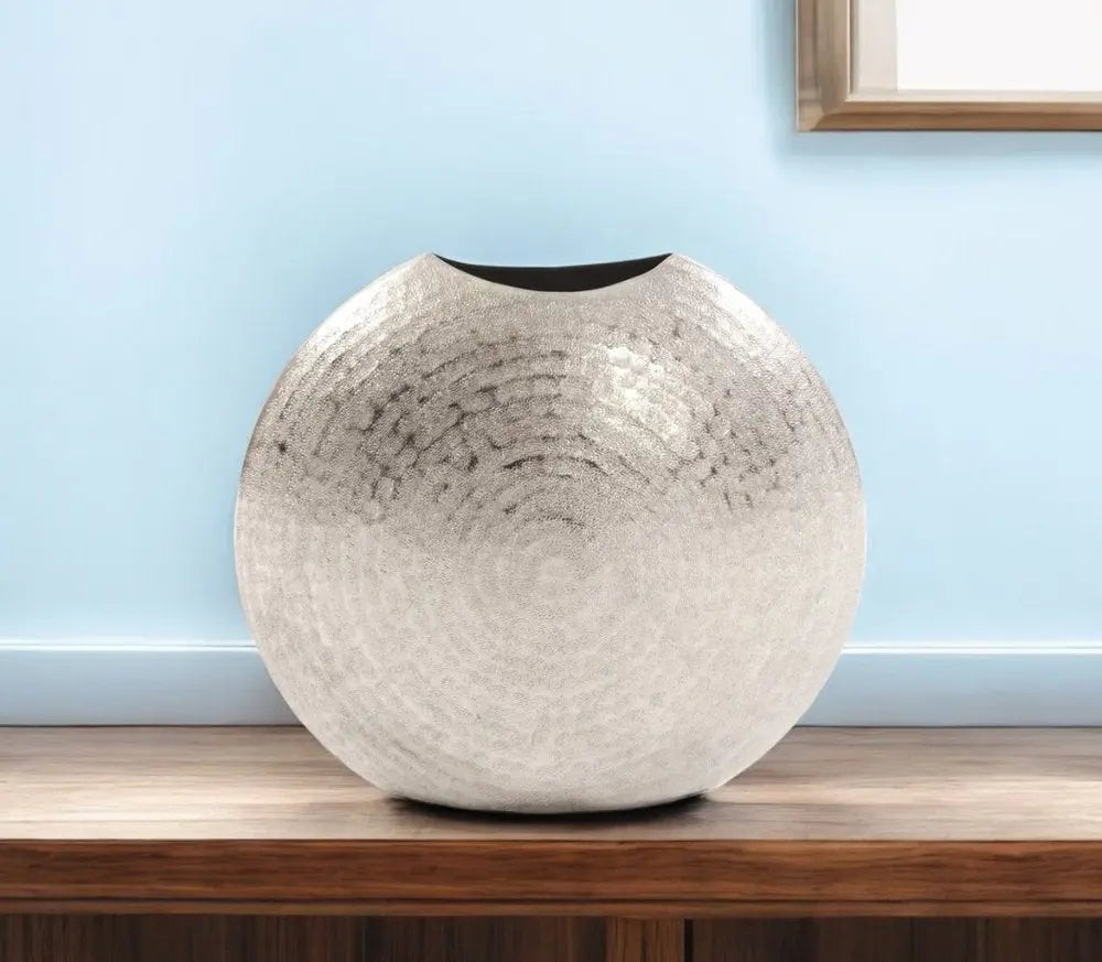 10" Silver Cylinder Aluminum Table Vase - NOBLE HOME INTERIORS