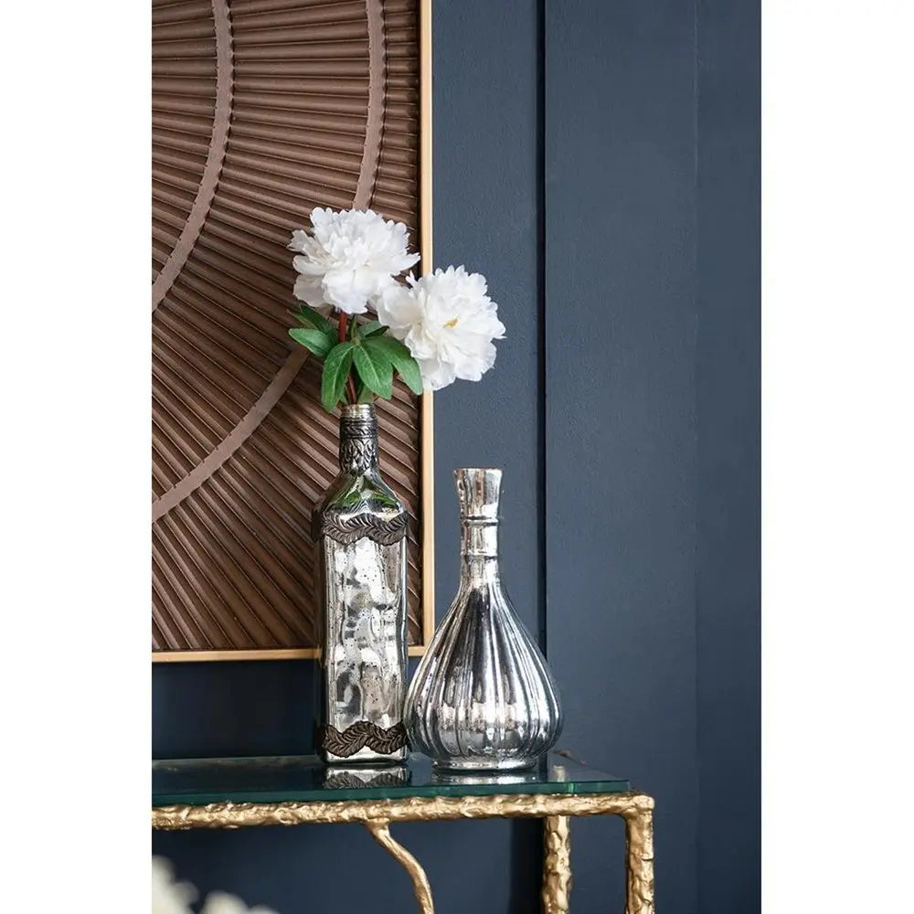 10" Silver Round Glass Table Vase - NOBLE HOME INTERIORS