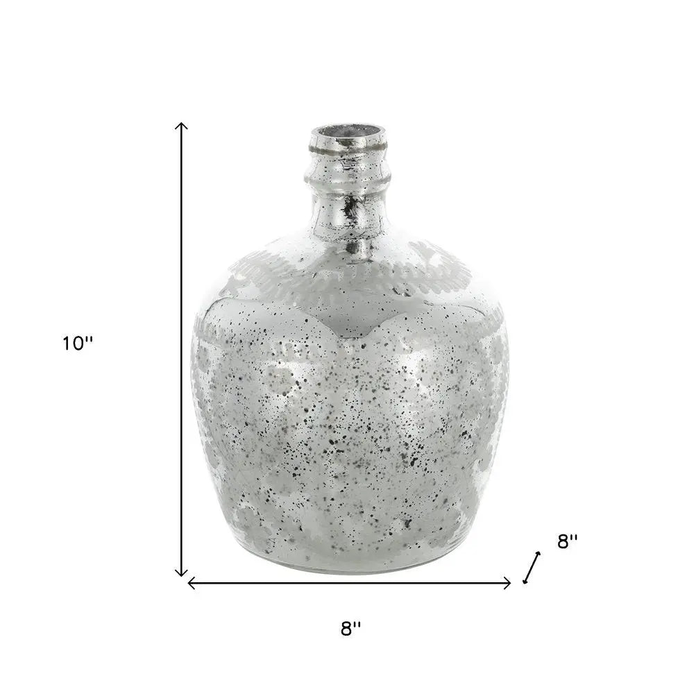10" Silver Speckle Glass Table Vase - NOBLE HOME INTERIORS