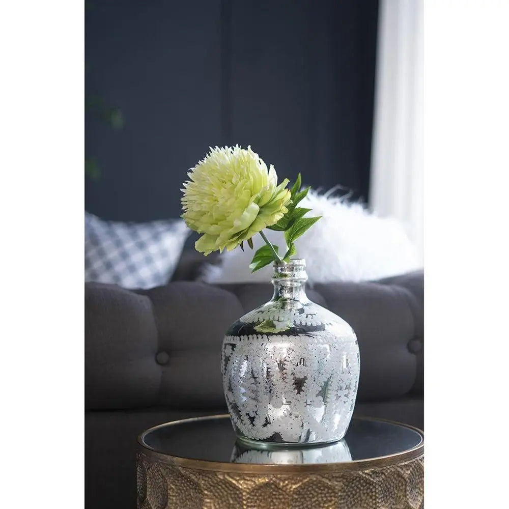 10" Silver Speckle Glass Table Vase - NOBLE HOME INTERIORS
