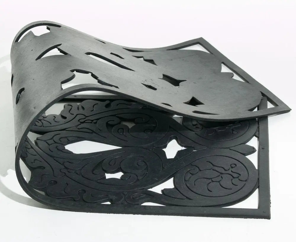 10" X 30" Black Rubber Outdoor Door Mat - NOBLE HOME INTERIORS