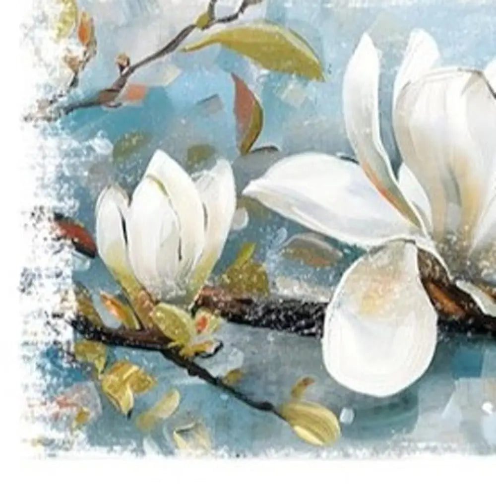 10" X 36" Magnolia Branch Floral Hanging Wall Decor - NOBLE HOME INTERIORS