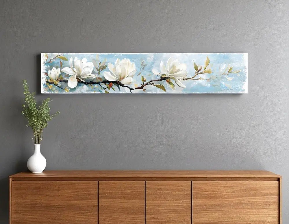 10" X 36" Magnolia Branch Floral Hanging Wall Decor - NOBLE HOME INTERIORS