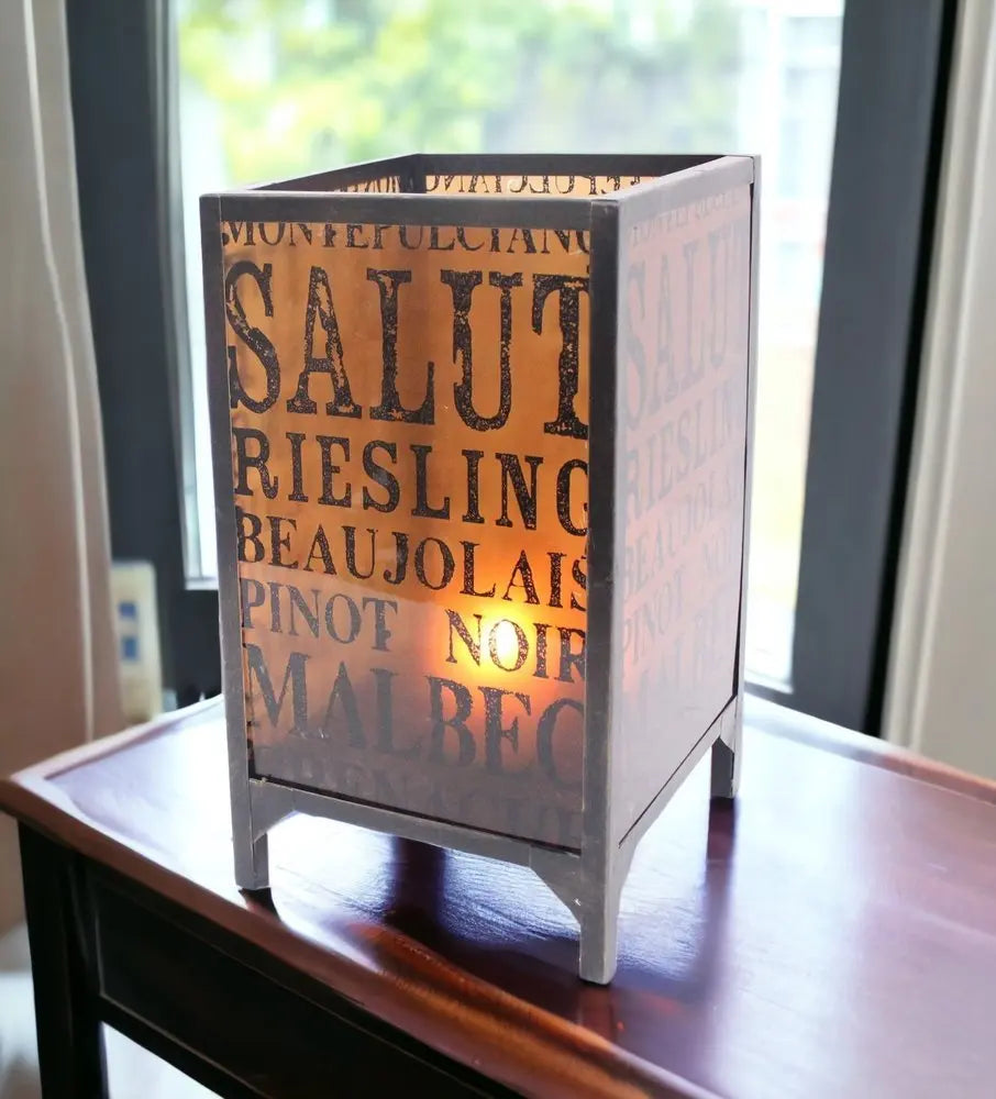 10.25 X 10.25 X 18 Brownvintage Letter Pattern - Candle Holder - NOBLE HOME INTERIORS