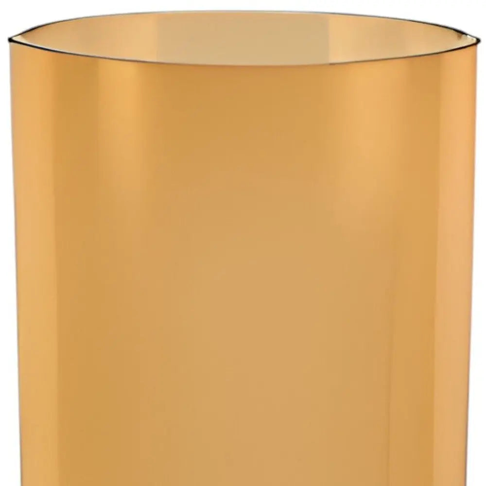 11" Amber And Clear Cylinder Lead Free Crystal Table Vase - NOBLE HOME INTERIORS