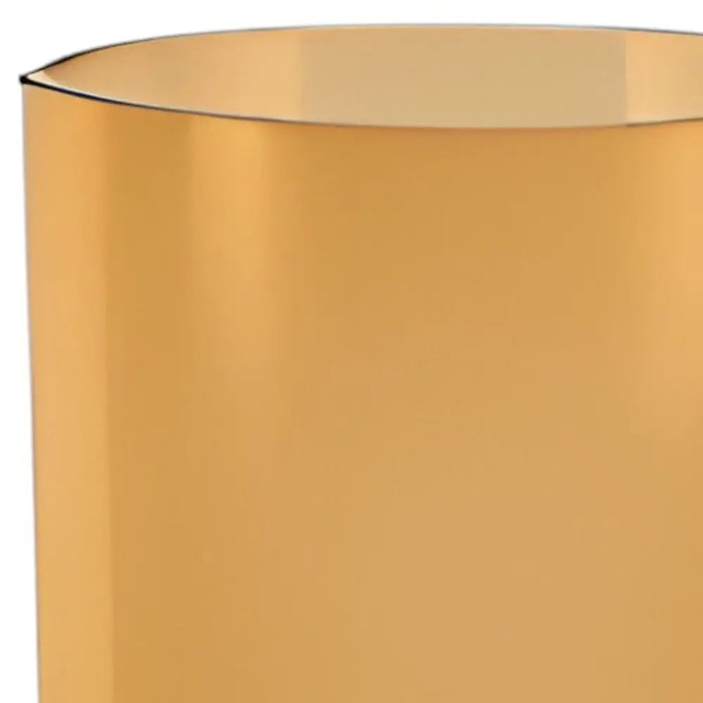 11" Amber And Clear Cylinder Lead Free Crystal Table Vase - NOBLE HOME INTERIORS