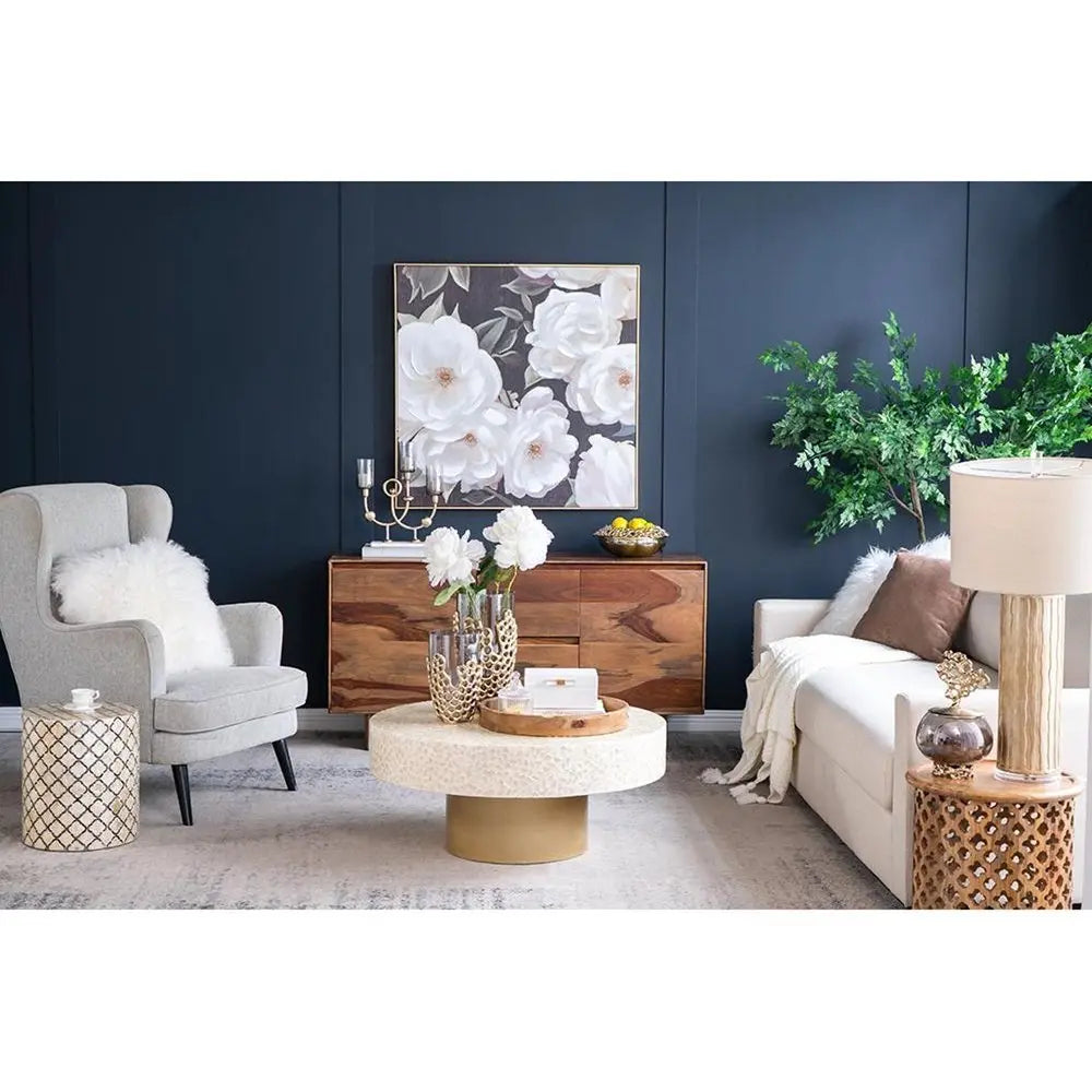 11" Black And Gold Glass And Aluminum Geo Circles Table Vase - NOBLE HOME INTERIORS