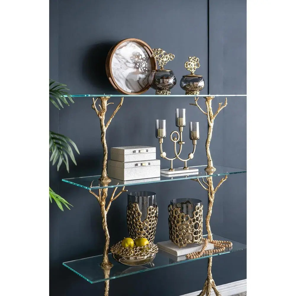 11" Black And Gold Glass And Aluminum Geo Circles Table Vase - NOBLE HOME INTERIORS