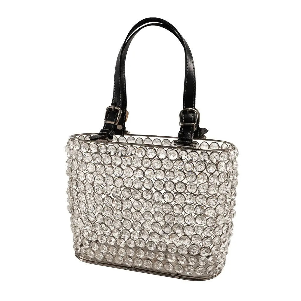 11" Black And Silver Crystals And Metal Magazine Holder - NOBLE HOME INTERIORS