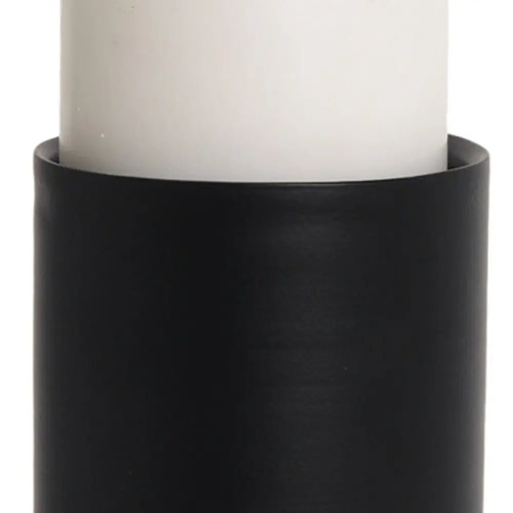 11" Black Metal Tabletop Pillar Candle Holder HomeRoots