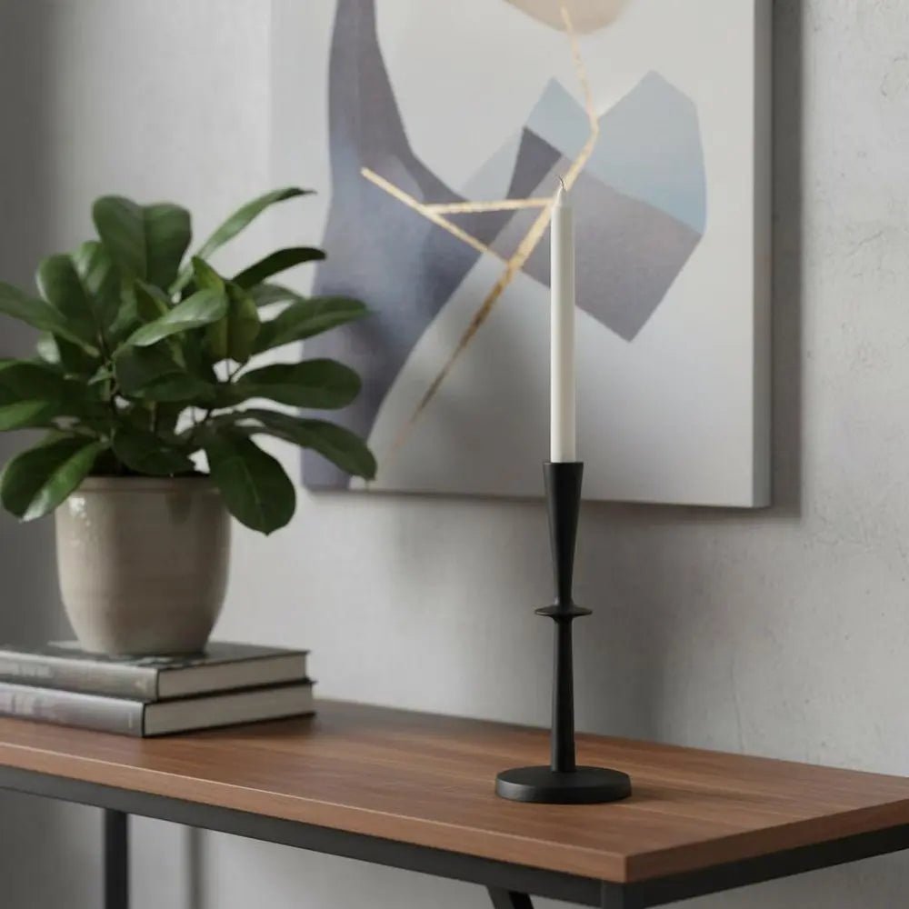 11" Black Metal Tabletop Taper Candlestick HomeRoots