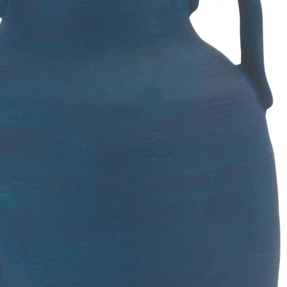 11" Blue Round Ceramic Urn - NOBLE HOME INTERIORS