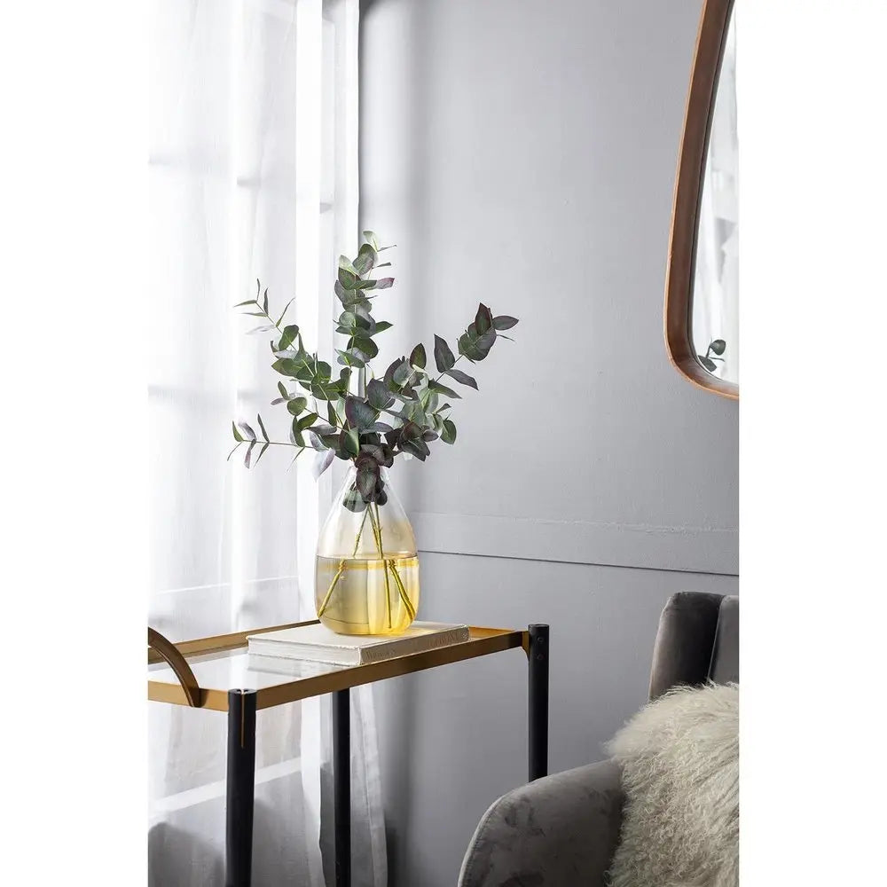 11" Clear And Amber Ombre Glass Round Table Vase - NOBLE HOME INTERIORS