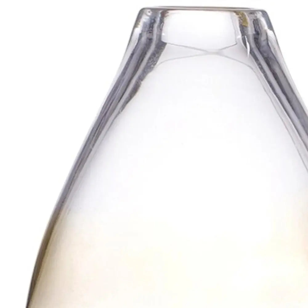 11" Clear And Amber Ombre Glass Round Table Vase - NOBLE HOME INTERIORS