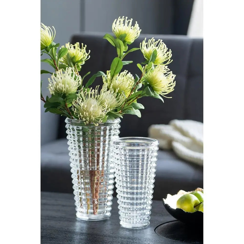 11" Clear Round Glass Table Vase - NOBLE HOME INTERIORS