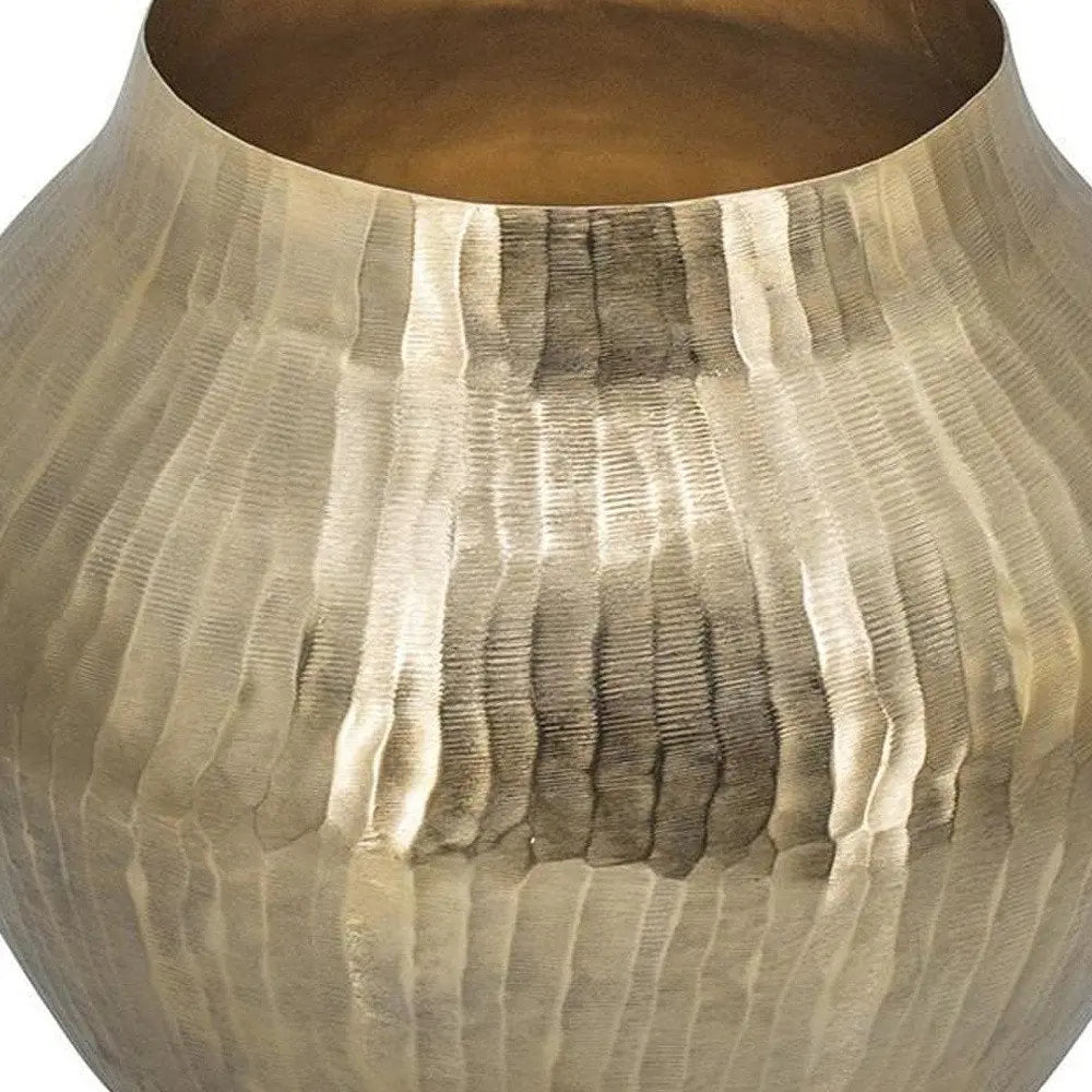 11" Gold Aluminum Round Table Vase - NOBLE HOME INTERIORS