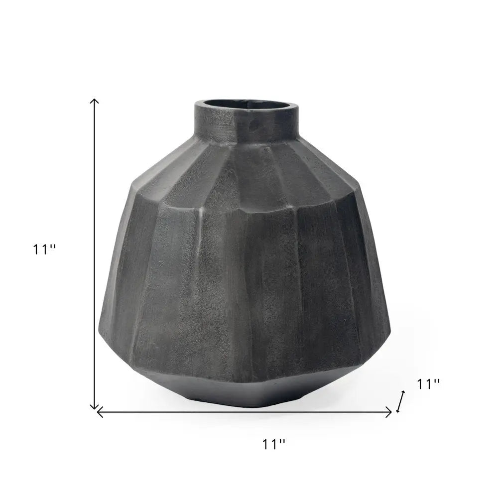 11" Gray Geometric Round Aluminum Table Vase - NOBLE HOME INTERIORS