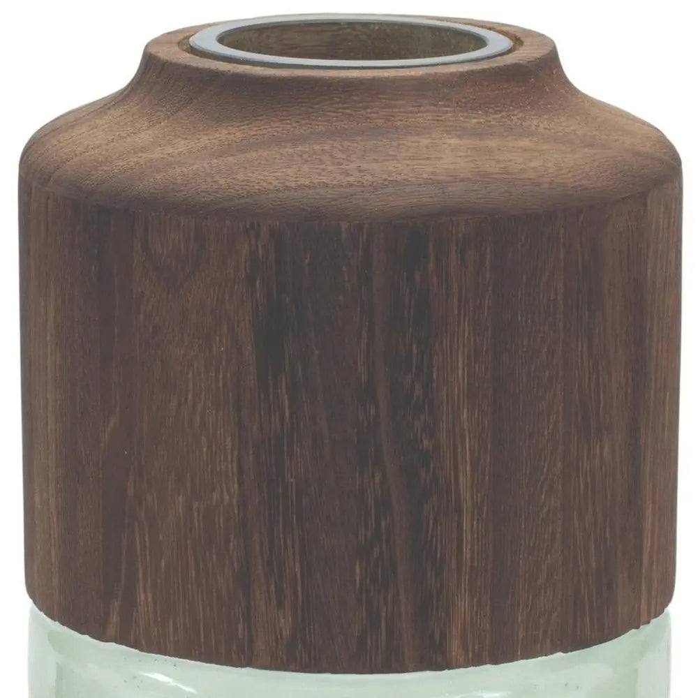 11" Green And Brown Round Glass Table Vase - NOBLE HOME INTERIORS