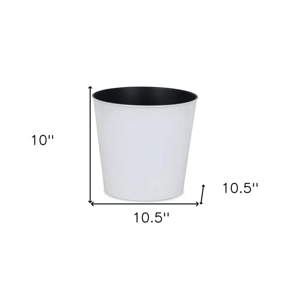 11" White Recycled Plastic Indoor Outdoor Round Pot Planter - NOBLE HOME INTERIORS