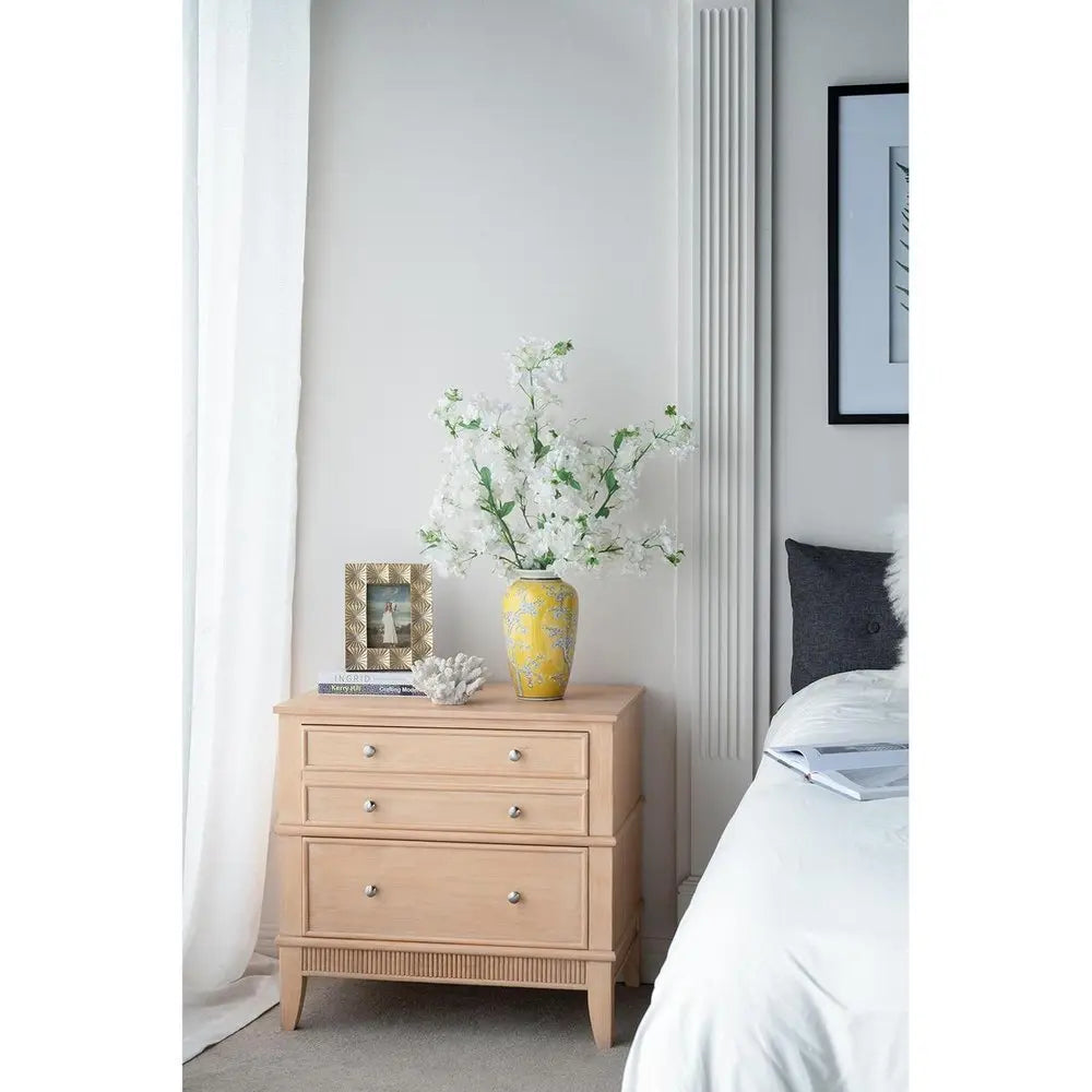 11" Yellow and White Porcelain Floral Round Table Vase - NOBLE HOME INTERIORS