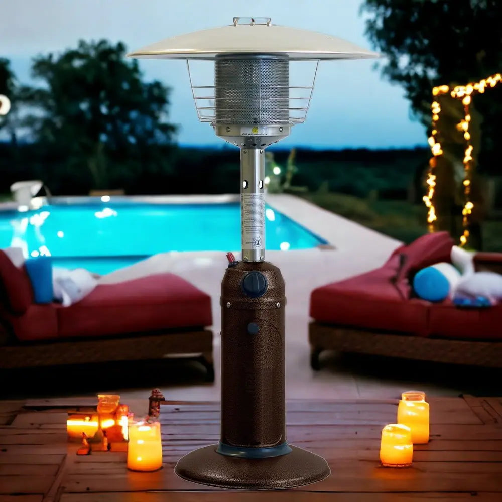 11000 BTU Bronze Steel Propane Cylindrical Pole Tabletop Patio Heater - NOBLE HOME INTERIORS