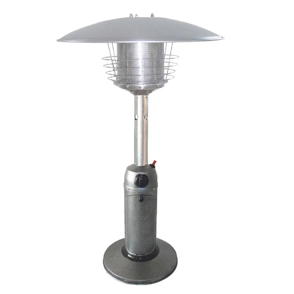 11000 BTU Silver Steel Propane Cylindrical Pole Tabletop Patio Heater - NOBLE HOME INTERIORS