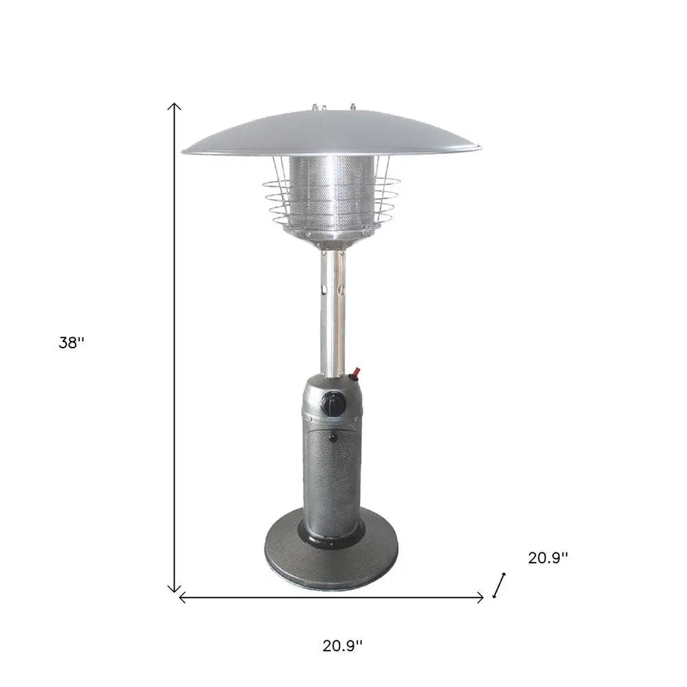 11000 BTU Silver Steel Propane Cylindrical Pole Tabletop Patio Heater - NOBLE HOME INTERIORS