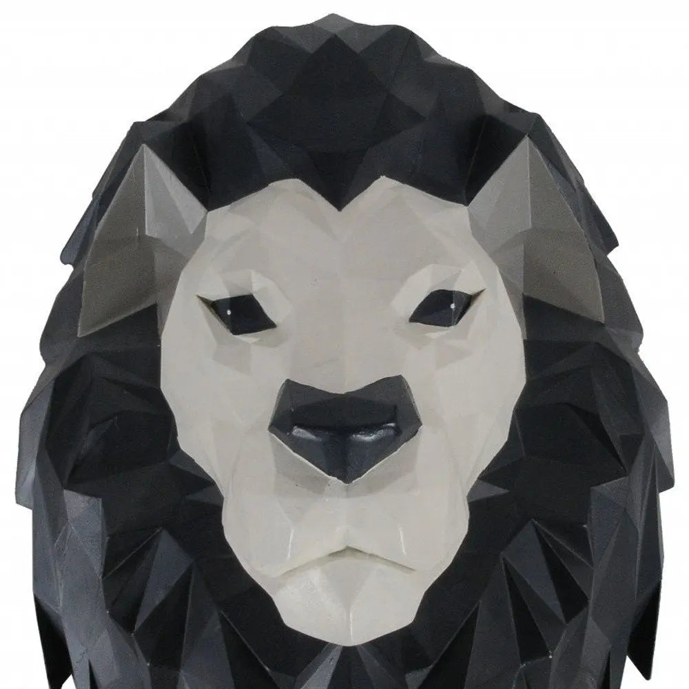 11.5" X 9.5" X 14" Origami Lion Head Wall Decoration - NOBLE HOME INTERIORS